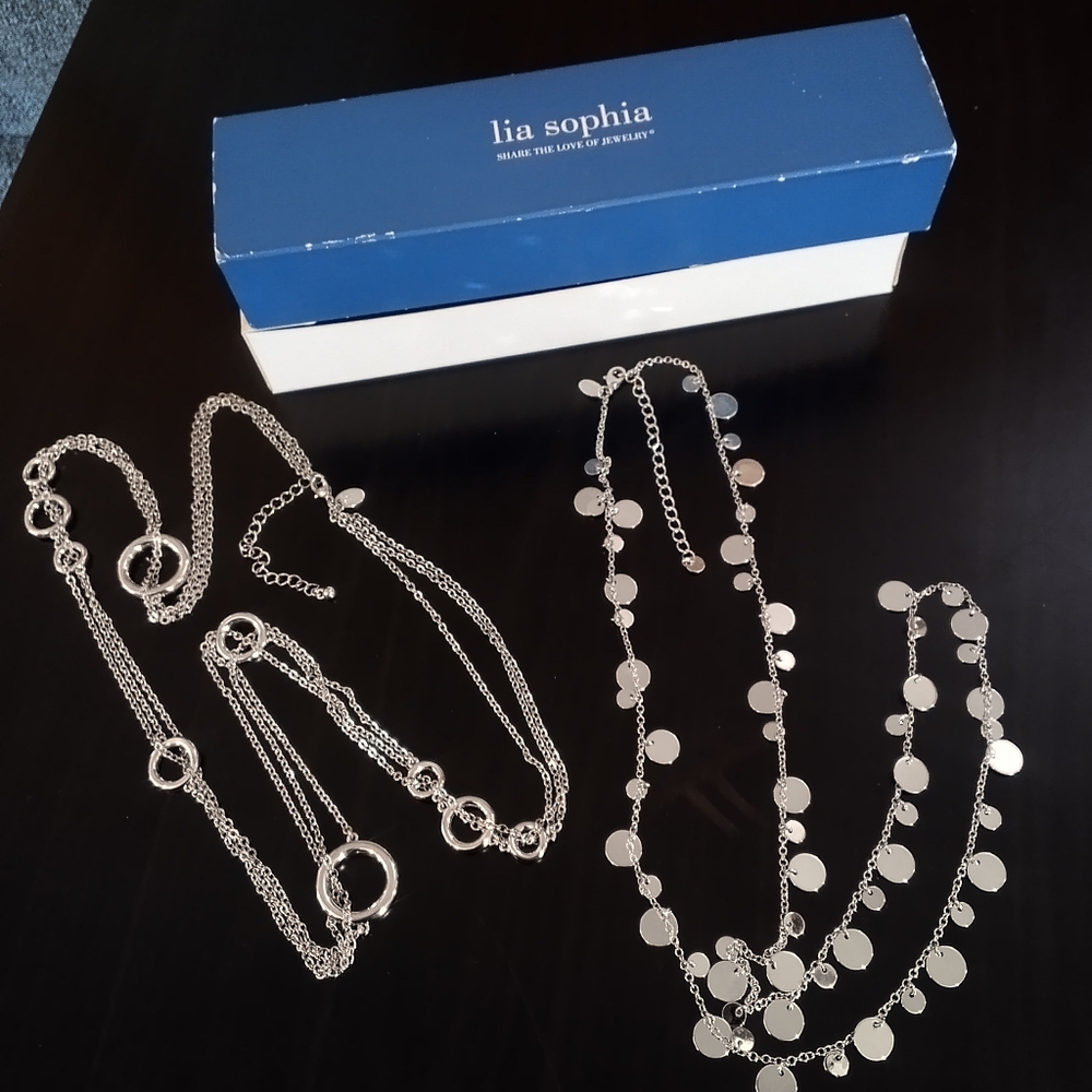 Lia Sophia Silver Necklace Set